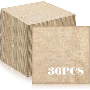 36 Pieces 10 x 10 Inches Burlap Squares Jute Finished Edges Square Fabric Farmhouse Burlap Placemats for Home Party Wedding Table Cover Centerpieces Craft Supplies