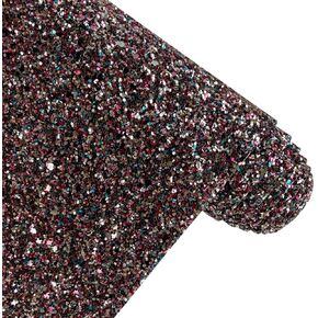 Solid Color Chunky Glitter Faux Leather Roll 12 x 53 Inch Sparkle Synthetic Sewing Fabric for Hair Bows Jewlery Making DIY Accessories (001)