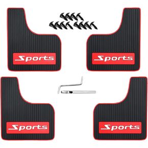 KEYOOG 4 Pcs Mini Size Universal Automobile Mud Flap, Splash Guard, Fit for Sedan, Hatchbacks, Soft Mud Guard of Sediment Resistant, 10.7 in/ 9.1 in/ 0.2 in Front & Rear (Sports)