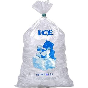 10LB Clear Plastic Ice Bags - 100 Bags per case - 11.5" x 22" Size - 1.45 mil thickness - Convenient Bulk Pack for Ice Storage and More in Kuwait