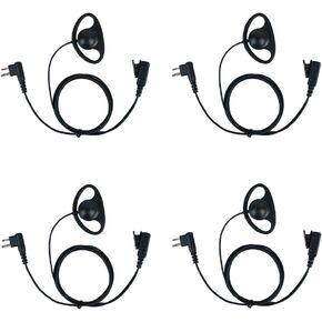 2 Pin D Shape Earpiece Headset with Mic Ptt for Motorola 2 Way Radio Wakie Talkie CP200 CP200D CLS1110 CLS1413 CLS1450(4 Pack)
