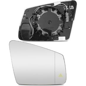 Left Driver Side Heated Mirror Glass Fit for Mercedes Benz A B C W204 E W212 S W221 GLA GLK 2013-2018 Replace A2128102121, LH Rear View Mirror Glass Lens with Blind Spot Detection