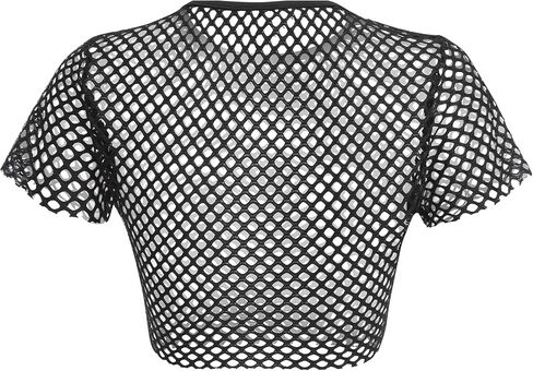 ODASDO Women Mesh Crop Top Short Sleeve Fishnet T-Shirt Hollow Out See Through Tops Blouse Rave Festival Outfit Clubwear in Saudi Arabia