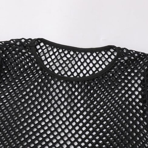 ODASDO Women Mesh Crop Top Short Sleeve Fishnet T-Shirt Hollow Out See Through Tops Blouse Rave Festival Outfit Clubwear in Saudi Arabia