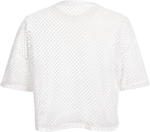 ODASDO Women Mesh Crop Top Short Sleeve Fishnet T-Shirt Hollow Out See Through Tops Blouse Rave Festival Outfit Clubwear in Saudi Arabia