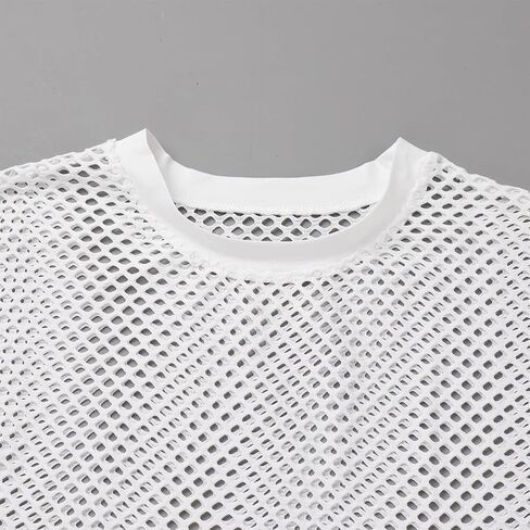 ODASDO Women Mesh Crop Top Short Sleeve Fishnet T-Shirt Hollow Out See Through Tops Blouse Rave Festival Outfit Clubwear in Saudi Arabia