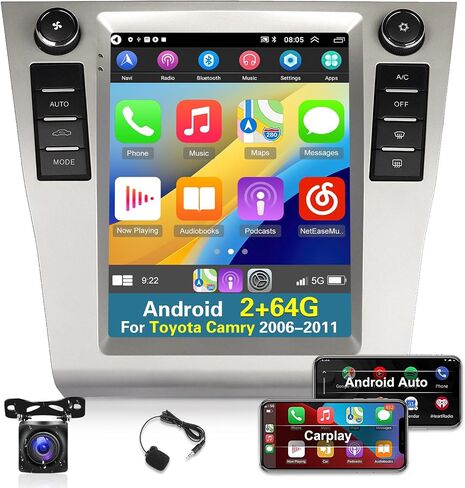 [2+64G] راديو سيارة Android 13 لسيارة Toyota Camry 2006-2011 - Apple Carplay اللاسلكي وAndroid Auto - ستيريو سيارة بشاشة لمس عمودية 9.7 بوصة مع Hi-Fi/WiFi/GPS/SWC + كاميرا احتياطية AHD in Saudi Arabia