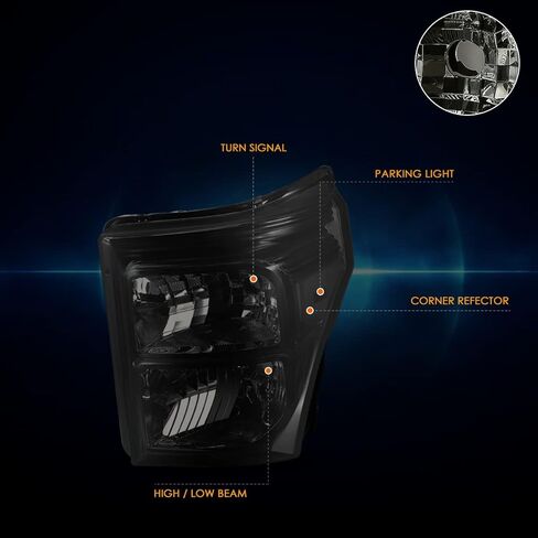 استبدال المصابيح الأمامية من الكروم PM PERFORMOTOR متوافق مع 11-16 Ford F-250 / F-350 / F-450 / F-550 Super Duty، PMHL-FSUP-1116-OH-CC in Kuwait