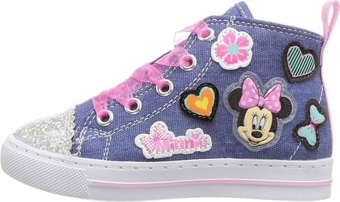Disney Junior Little Girl's Minnie Mouse Denim High Top Sneakers Shoes in Kuwait