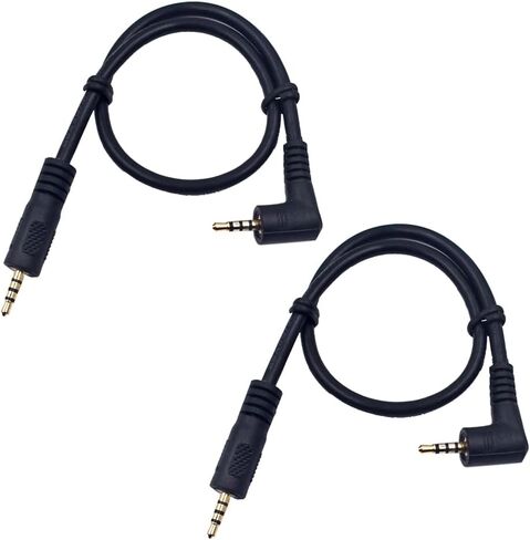 12 inch 2.5mm TS Audio Cable, 90 Degree Angle 2.5mm Male Jack to 90 Degree Angle 2.5mm Male Jack AUX Audio Cable, Gold Plated Pure Copper, 2 Pack in Saudi Arabia