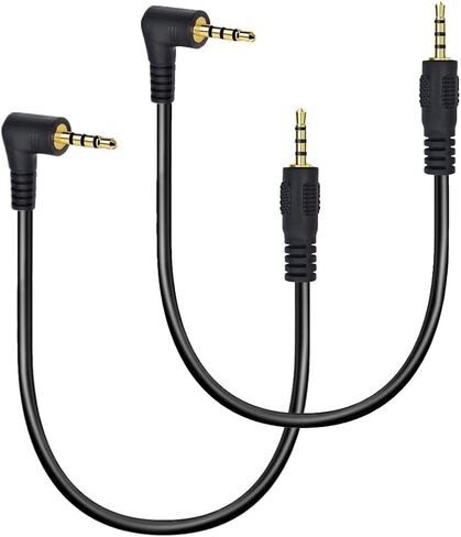 12 inch 2.5mm TS Audio Cable, 90 Degree Angle 2.5mm Male Jack to 90 Degree Angle 2.5mm Male Jack AUX Audio Cable, Gold Plated Pure Copper, 2 Pack in Saudi Arabia