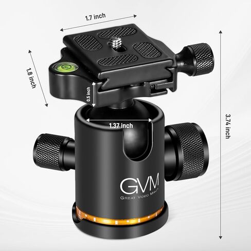 GVM 35mm Ball Head Mount, Tripod Ball Head Mount with 1/4'' Quick Release Plate 3/8'' Thread Mount, 360° Rotation Panoramic Ball Head for Tripod Slider Camera Camcorder Monopod, Max Load 5KG/11LB in Saudi Arabia