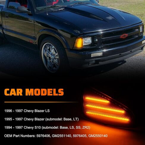 LED Front Corner Light Side Marker Light Compatible with 1994-1997 Chevy Blazer S10, Driver & Passenger Side, Side Marker Turn Signal Corner Lamps OEM Part Number: ‎‎GM2551140、GM2550140 in Saudi Arabia