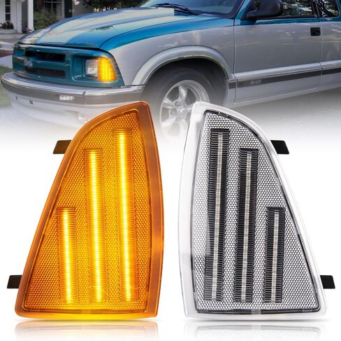 LED Front Corner Light Side Marker Light Compatible with 1994-1997 Chevy Blazer S10, Driver & Passenger Side, Side Marker Turn Signal Corner Lamps OEM Part Number: ‎‎GM2551140、GM2550140 in Saudi Arabia