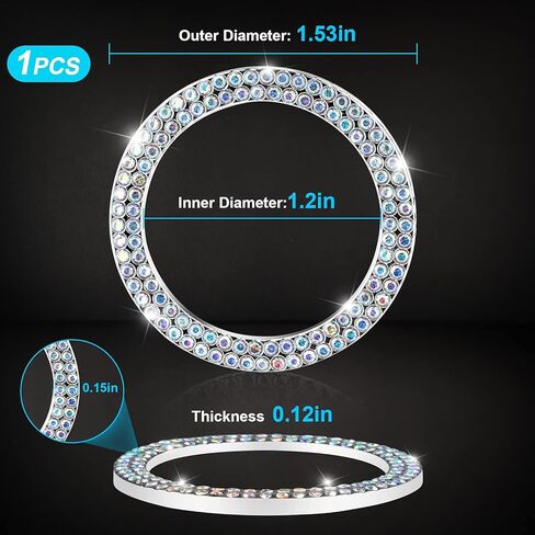 قطعتان من الكريستال لتزيين السيارة اللامعة [صفين من أحجار الراين] ملصق شعار حلقي، ملحقات السيارة اللامعة للنساء، ديكور داخلي للسيارة، زر الضغط لبدء التشغيل، مفتاح الإشعال وحلقة المقبض (أحمر)... in Kuwait