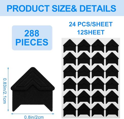 12 Sheets 288 Count Photo Corners Self Adhesive,Photo Corners For Scrapbooking Black Photo Corners Stickers Acid Free Photo Mounting Corners For Memory Books Diy Picture Album Journal in Saudi Arabia