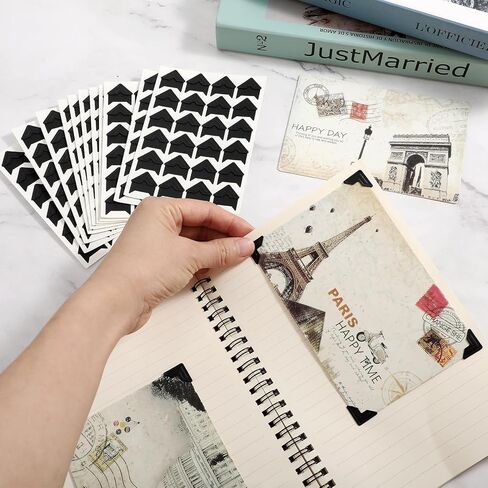 12 Sheets 288 Count Photo Corners Self Adhesive,Photo Corners For Scrapbooking Black Photo Corners Stickers Acid Free Photo Mounting Corners For Memory Books Diy Picture Album Journal in Saudi Arabia