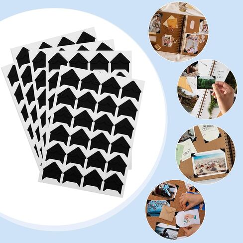 12 Sheets 288 Count Photo Corners Self Adhesive,Photo Corners For Scrapbooking Black Photo Corners Stickers Acid Free Photo Mounting Corners For Memory Books Diy Picture Album Journal in Saudi Arabia