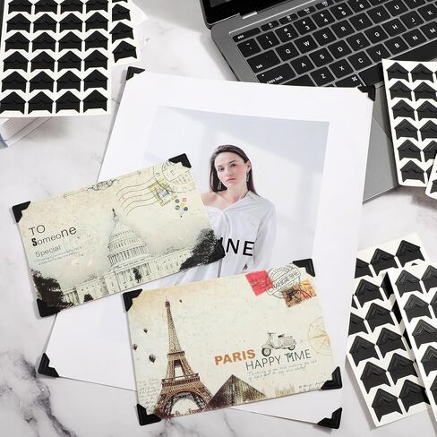 12 Sheets 288 Count Photo Corners Self Adhesive,Photo Corners For Scrapbooking Black Photo Corners Stickers Acid Free Photo Mounting Corners For Memory Books Diy Picture Album Journal in Saudi Arabia