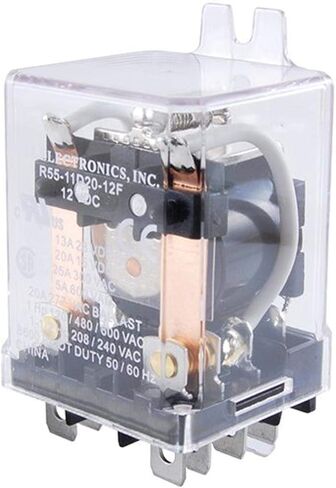 NTE Electronics R55-11A20-120F Series R55 AC General Purpose Relay, DPDT Contact Arrangement, 0.250" Quick Connect Terminal, 25 Amp, 2.75VA Power, 120VAC in Saudi Arabia