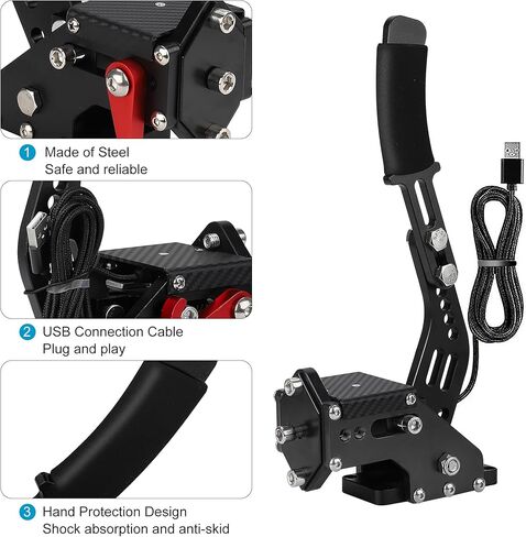 فرامل يد USB 64 بت لـ G25 G27 G29 G920 T500 T300 متوافقة مع ألعاب السباق المحاكية للكمبيوتر الشخصي مع مستشعر القاعة (أسود بدون مشبك) in Kuwait