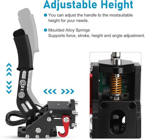 فرامل يد USB 64 بت لـ G25 G27 G29 G920 T500 T300 متوافقة مع ألعاب السباق المحاكية للكمبيوتر الشخصي مع مستشعر القاعة (أسود بدون مشبك) in Kuwait