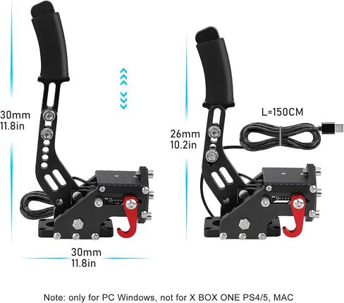 فرامل يد USB 64 بت لـ G25 G27 G29 G920 T500 T300 متوافقة مع ألعاب السباق المحاكية للكمبيوتر الشخصي مع مستشعر القاعة (أسود بدون مشبك) in Kuwait