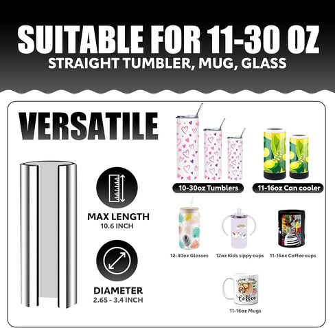 Tumbler Heat Press Machine for 20oz 30oz Sublimation Skinny Straight Tumblers Glass Heat Transfer Vinyl Mug Press with Temp&Timer Setting for 11-16oz DIY Cup（Gray） in Saudi Arabia