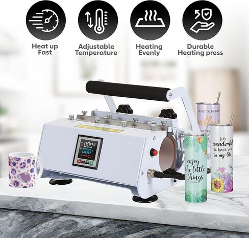 Tumbler Heat Press Machine for 20oz 30oz Sublimation Skinny Straight Tumblers Glass Heat Transfer Vinyl Mug Press with Temp&Timer Setting for 11-16oz DIY Cup（Gray） in Saudi Arabia