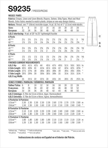 Simplicity SS9235U5 Misses' Pleated Pants Sewing Pattern Kit, Design Code S9235, Sizes 16-24 in Saudi Arabia