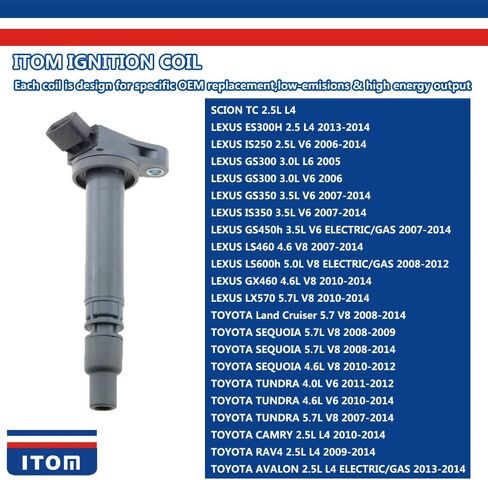 8 قطعة ITOM ملف الإشعال T1119 JLE2894 UF507 UF587 9091902256 90919-02250 9091902250 متوافق مع لكزس LS460 LS600h GX460 LX570 تويوتا لاند كروزر سيكويا تندرا 4.6 5.0 5.7 V8 in Kuwait