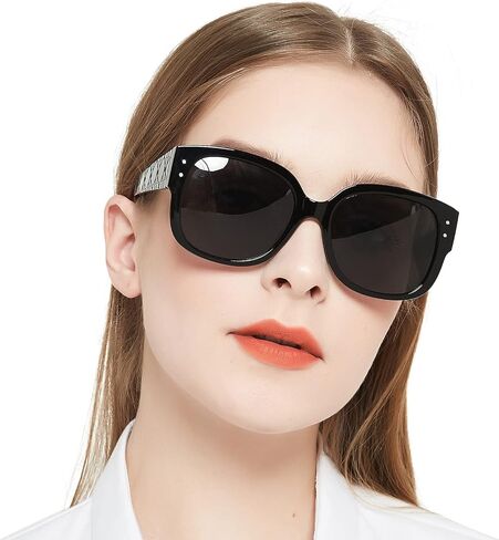 Trendy Reading Sunglasses Women Stylish Square Sun Readers UV Protection Glasses 1.0 1.5 2.0 2.5 3.0 3.5 (Not-bifocal in Kuwait