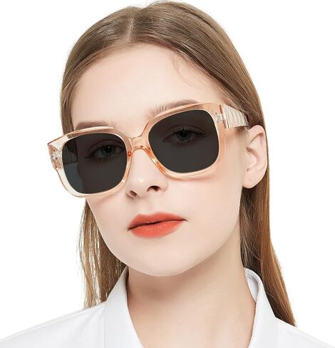 Trendy Reading Sunglasses Women Stylish Square Sun Readers UV Protection Glasses 1.0 1.5 2.0 2.5 3.0 3.5 (Not-bifocal in Kuwait