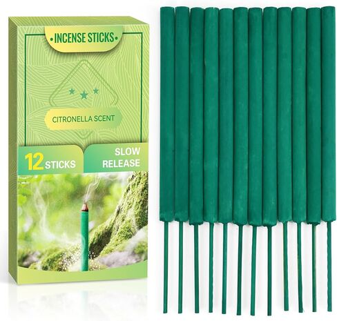 أعواد بخور السترونيلا الكبيرة من عشبة الليمون - 12 قطعة من أعواد بخور السترونيلا لفترة طويلة من الاحتراق للصيف، في الهواء الطلق، في الداخل، العبادة، العلاج العطري، اليوغا، السفر، الحديقة، التخييم، الشواء in Kuwait