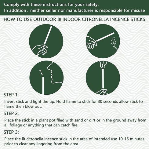 أعواد بخور السترونيلا الكبيرة من عشبة الليمون - 12 قطعة من أعواد بخور السترونيلا لفترة طويلة من الاحتراق للصيف، في الهواء الطلق، في الداخل، العبادة، العلاج العطري، اليوغا، السفر، الحديقة، التخييم، الشواء in Kuwait
