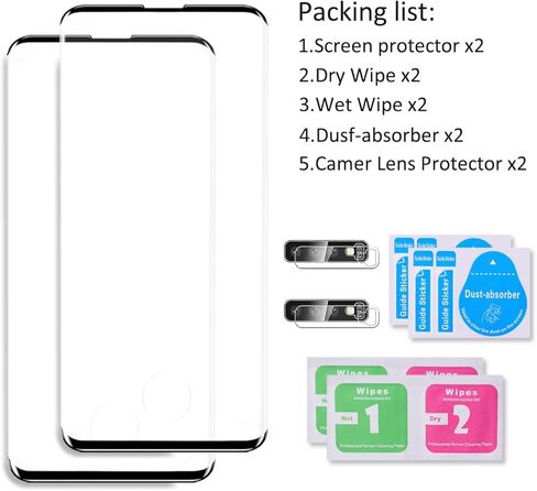 واقي شاشة Galaxy S10 Plus، عبوتان من واقي الشاشة الزجاجي المقوى 【2+2 Pack】 عبوتان من واقي عدسة الكاميرا، واقي شاشة من الزجاج المقوى بقوة 9H لهاتف Samsung Galaxy S10 Plus in Kuwait