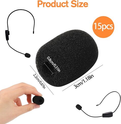Microphone Foam Covers, Mini Mic Foam Windscreen for Microphone, 15Pcs Microphone Cover, Small Microphone Covers Foam, Black Small Windscreen for Microphone, Windscreen for Headset Microphone(Black) in Saudi Arabia