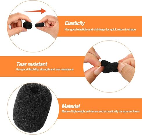 Microphone Foam Covers, Mini Mic Foam Windscreen for Microphone, 15Pcs Microphone Cover, Small Microphone Covers Foam, Black Small Windscreen for Microphone, Windscreen for Headset Microphone(Black) in Saudi Arabia