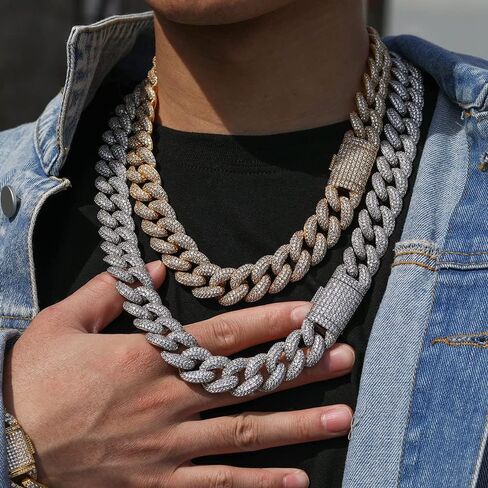 MLENS Luxury 20MM 4 صفوف العنقودية 5A الماس كامل مثلج خارج الكوبي سلسلة الارتباط 18K الذهب الأبيض / الذهب الحقيقي مطلي بلينغ الماس فقاعة سلسلة للنساء ميامي مغني الراب قلادة المجوهرات هدية للرجال in Kuwait