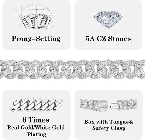 MLENS Luxury 20MM 4 صفوف العنقودية 5A الماس كامل مثلج خارج الكوبي سلسلة الارتباط 18K الذهب الأبيض / الذهب الحقيقي مطلي بلينغ الماس فقاعة سلسلة للنساء ميامي مغني الراب قلادة المجوهرات هدية للرجال in Kuwait