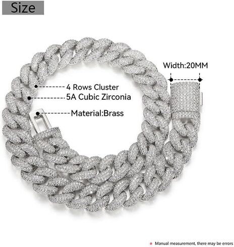 MLENS Luxury 20MM 4 صفوف العنقودية 5A الماس كامل مثلج خارج الكوبي سلسلة الارتباط 18K الذهب الأبيض / الذهب الحقيقي مطلي بلينغ الماس فقاعة سلسلة للنساء ميامي مغني الراب قلادة المجوهرات هدية للرجال in Kuwait