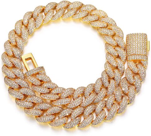 MLENS Luxury 20MM 4 صفوف العنقودية 5A الماس كامل مثلج خارج الكوبي سلسلة الارتباط 18K الذهب الأبيض / الذهب الحقيقي مطلي بلينغ الماس فقاعة سلسلة للنساء ميامي مغني الراب قلادة المجوهرات هدية للرجال in Kuwait