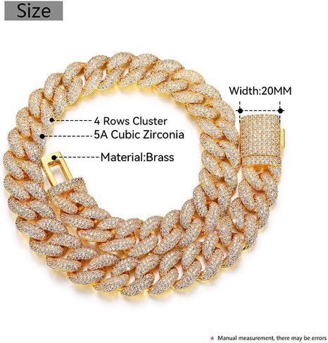 MLENS Luxury 20MM 4 صفوف العنقودية 5A الماس كامل مثلج خارج الكوبي سلسلة الارتباط 18K الذهب الأبيض / الذهب الحقيقي مطلي بلينغ الماس فقاعة سلسلة للنساء ميامي مغني الراب قلادة المجوهرات هدية للرجال in Kuwait