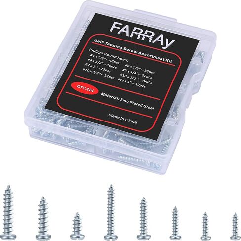 Wood Screws Assortment Kit, 224pcs Galvanized Phillips Screws Set, Wood Screws, Assorted Screws, Screw Kit, Assorted Wood Screws, Screw Set Assortment in Saudi Arabia