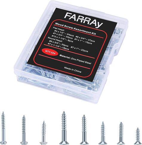 Wood Screws Assortment Kit, 224pcs Galvanized Phillips Screws Set, Wood Screws, Assorted Screws, Screw Kit, Assorted Wood Screws, Screw Set Assortment in Saudi Arabia