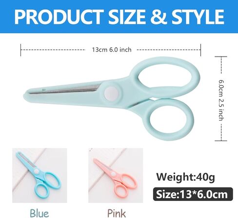 مقص أمان للأطفال مكون من 3 قطع، مقص للحرف اليدوية، مقبض مريح مثالي لقطع الورق - 3.0 (2 أزرق + 1 وردي) in Kuwait