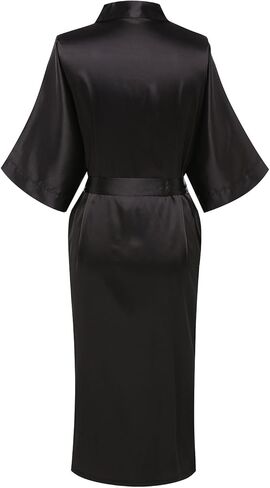 Women's Long Robes Silky Kimonos Solid Full Length Bathrobe Lightweight Sleepwear Soft Satin Bridesmaid Robe in Saudi Arabia