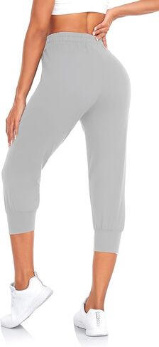 FULLSOFT Capri Sweatpants for Women-Womens Joggers with Pockets High Waisted Lounge Pants for Yoga Workout Running(Light Grey-M(Capri)) in Kuwait