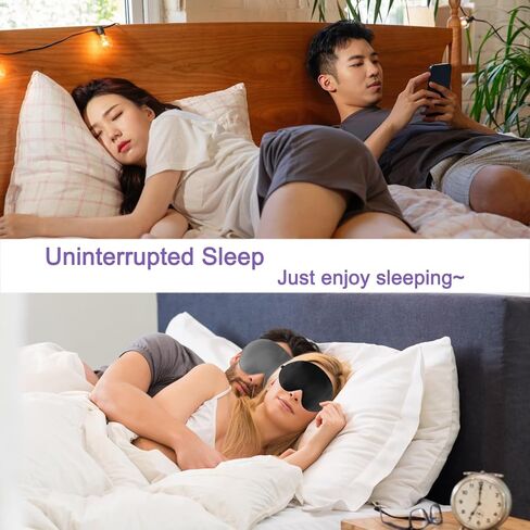 2 Double Sided Silk Blackout Eye Masks, Eye Sleeping Eye Masks, Reduce Eye Puffs, Adjustable Elastic Travel Lunch Masks Airline Eye Masks (Black and Grey) in Saudi Arabia