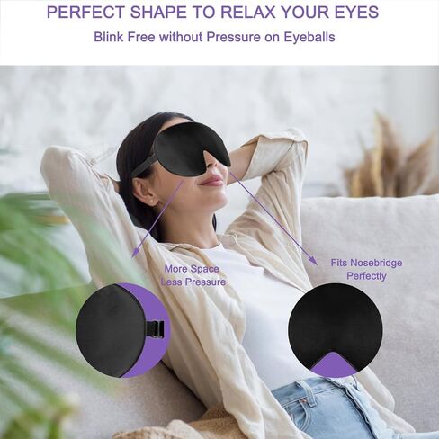 2 Double Sided Silk Blackout Eye Masks, Eye Sleeping Eye Masks, Reduce Eye Puffs, Adjustable Elastic Travel Lunch Masks Airline Eye Masks (Black and Grey) in Saudi Arabia